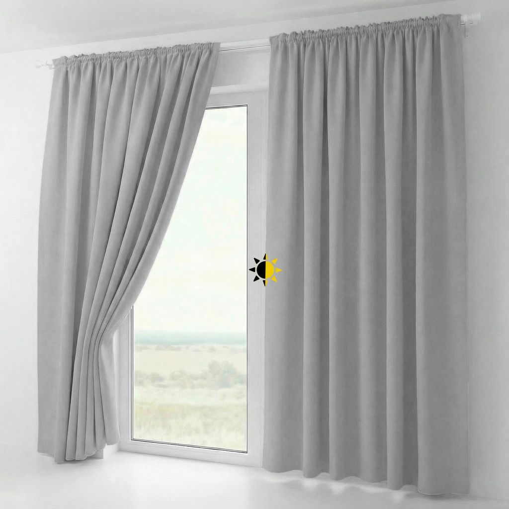 2er Set Verdunkelungsgardine mit U-Band, Blackout Vorhang abdunkelnd, Größe und Farbe wählbar,300x245cm,Hellgrau