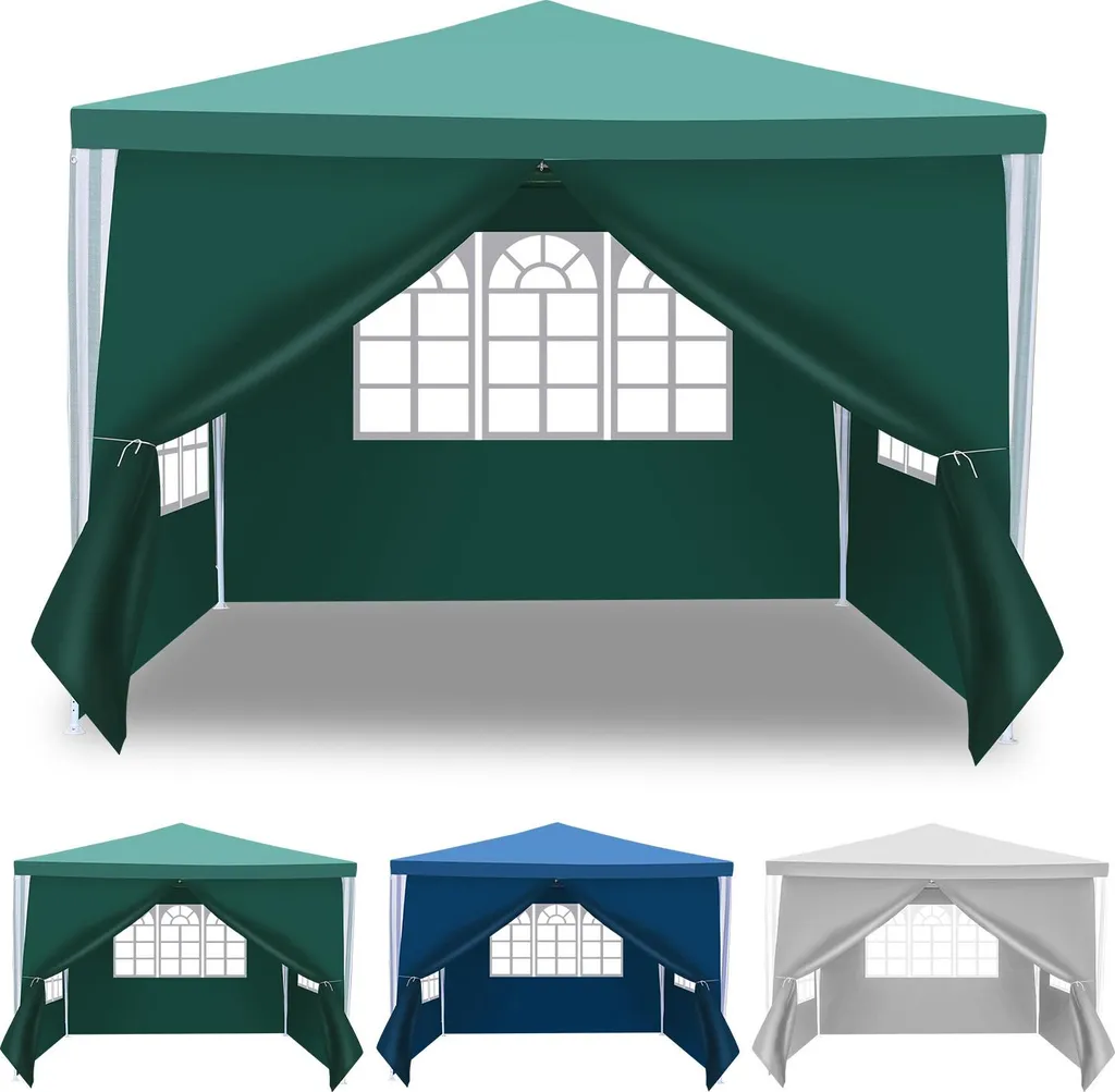 Izrielar Gazebo 3x3m Impermeabile Verde: Padiglione con Pareti Laterali