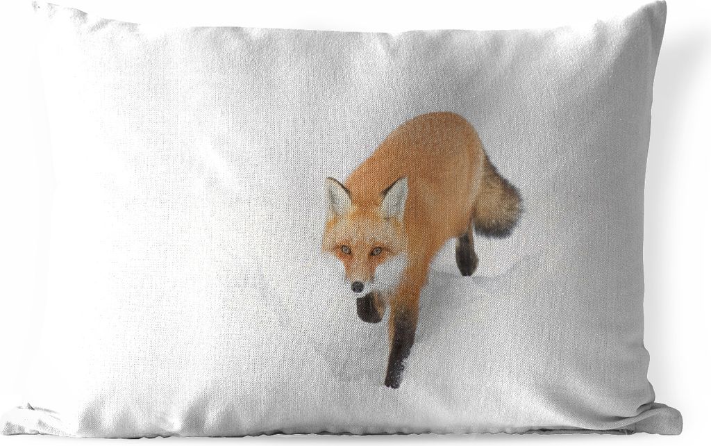 MuchoWow Outdoor Kissen - Fuchs - Schnee - Winter - 50x30 cm - Wetterfest - Lounge Kissen - Sofa kissen - Wohnzimmer Dekoration