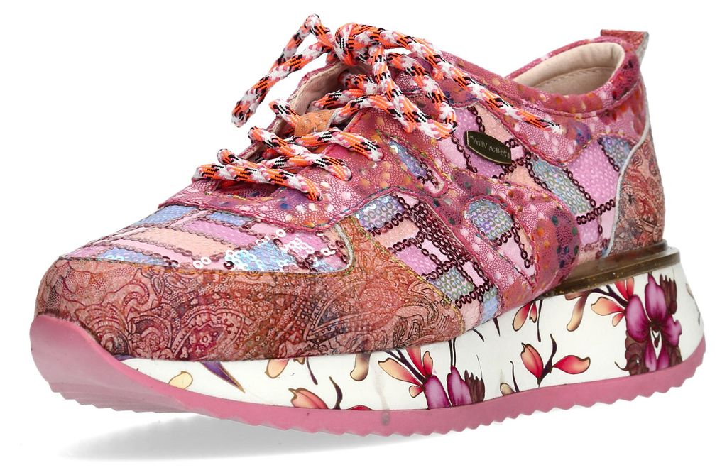 Laura Vita Damen Sneaker bunt mit Paillettenbesatz und Plateausohle Delphine 07, Größe:41 EU, Farbe:Rot