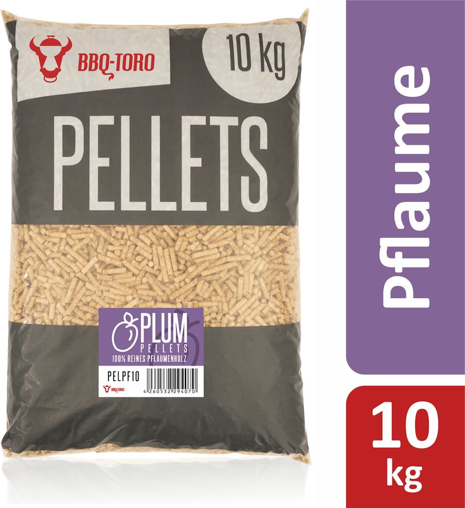 BBQ-Toro Plum Pellets aus 100% Pflaumenholz, 10 kg, Holzpellets, Hartholz, Grillpellets