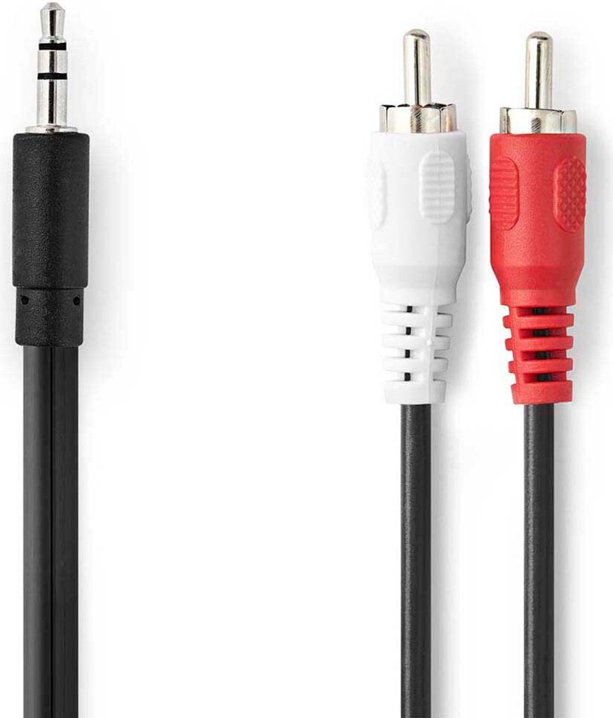 Nedis Stereo-Audiokabel - 3.5 mm Stecker - 2x RCA Stecker - Vernickelt - 5.00 m - Rund - Schwarz - Box