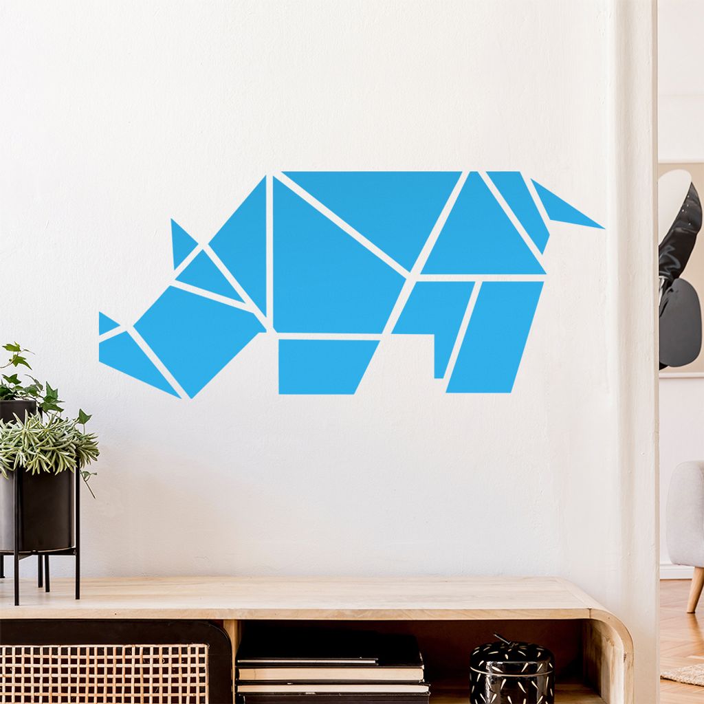 Papierfalten Nashorn Wandtattoo Wandaufkleber Wall Sticker - Dekoration, Küche, Wohnzimmer, Schlafzimmer, Badezimmer