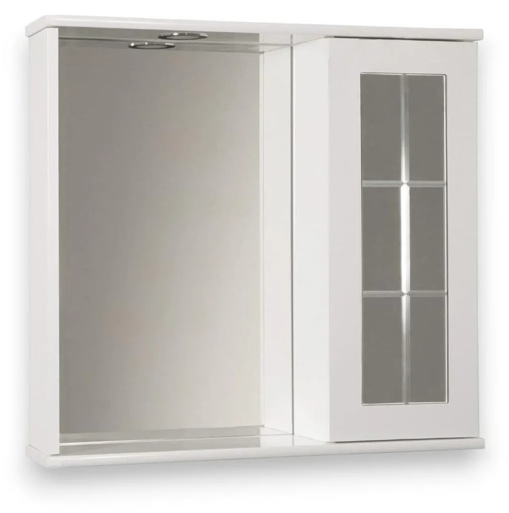 Meuble miroir salle de bain Sally bois laqué blanc avec éclairage LED