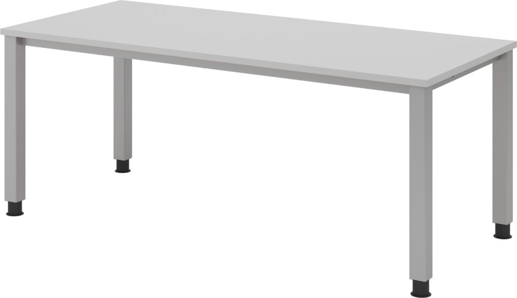 bümö Schreibtisch Serie-Q Gestell: Silber - Nachbildung: Grau, Größe: 180 x 80 cm