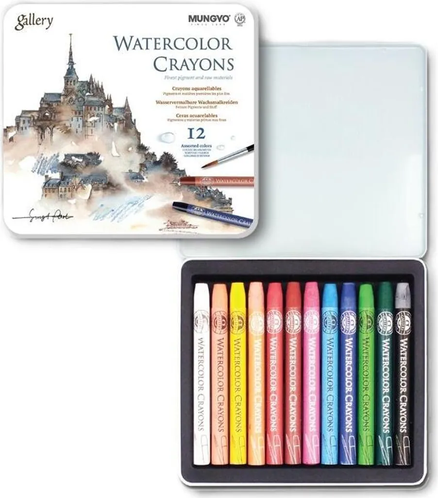 Crayons aquarellables pour croquis et illustrations - 12 couleurs