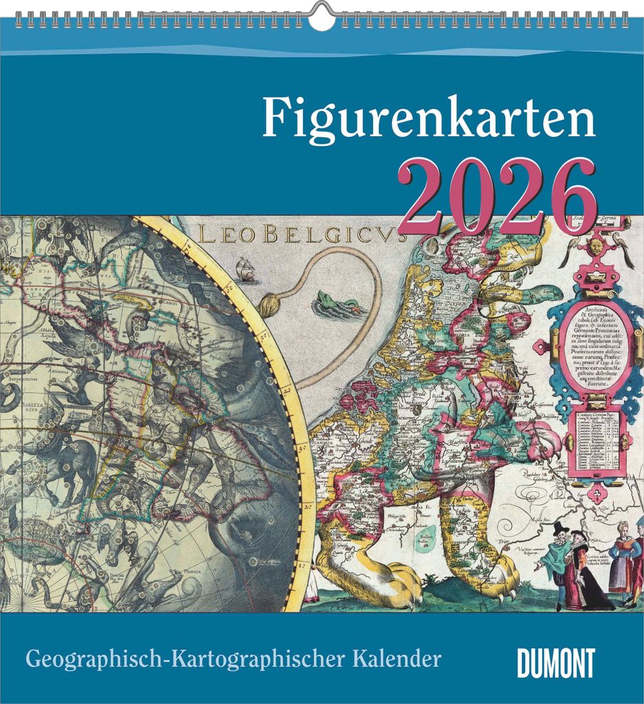 Geographisch-Kartographischer Kalender 2026 - Figurenkarten - Wand-Kalender mit historischen Landkarten - 45 x 48 cm