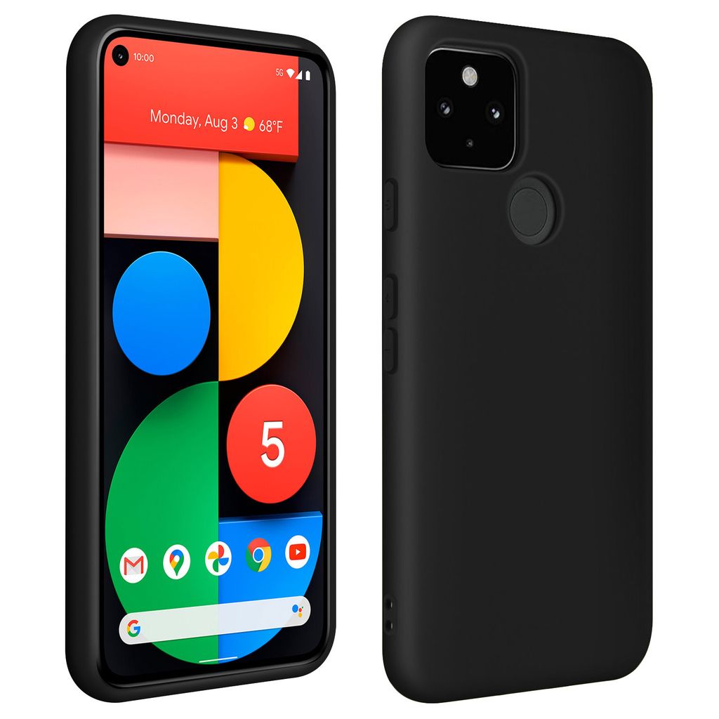 Avizar, Halbsteife Silikonhülle für Google Pixel 5, Schwarz