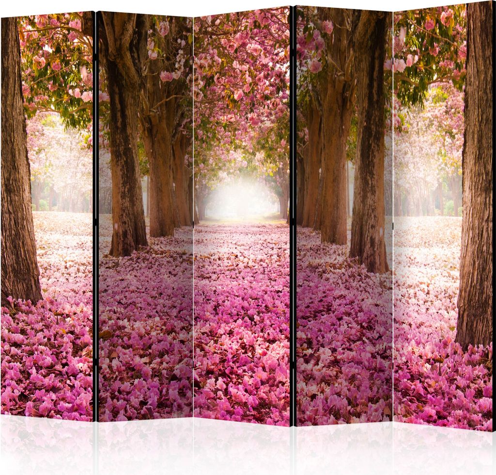 5-teiliger Doppelseitiger Vlies Paravent - Pink Grove II 225x172 cm Landschaften c-A-0031-z-c