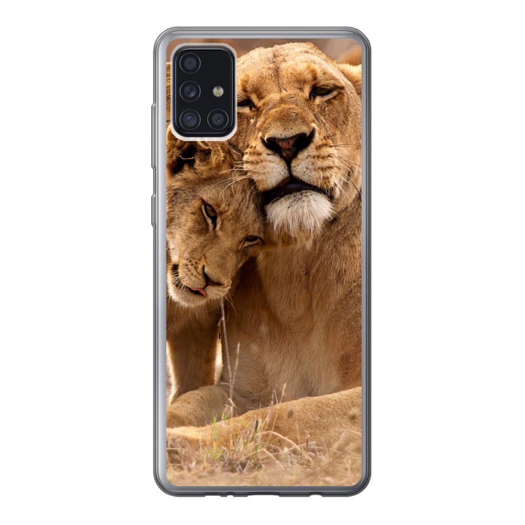 MuchoWow Handyhülle Schutzhülle Hülle für Samsung Galaxy A52 5G Löwe - Wilde Tiere - Jungtier Silikon Softcase Handy Hülle - Umschlag