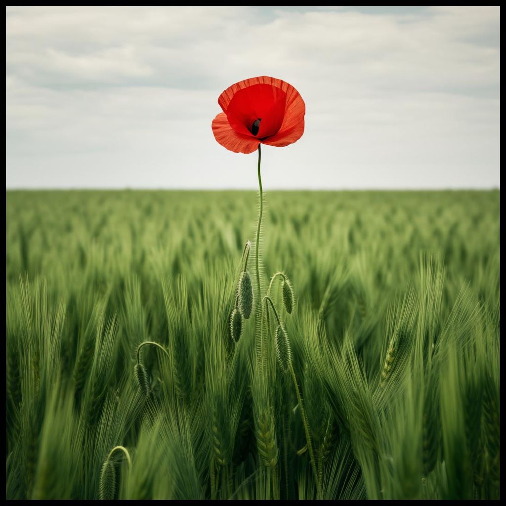 Poster 80x80cm Einsamer Mohn auf dem Feld