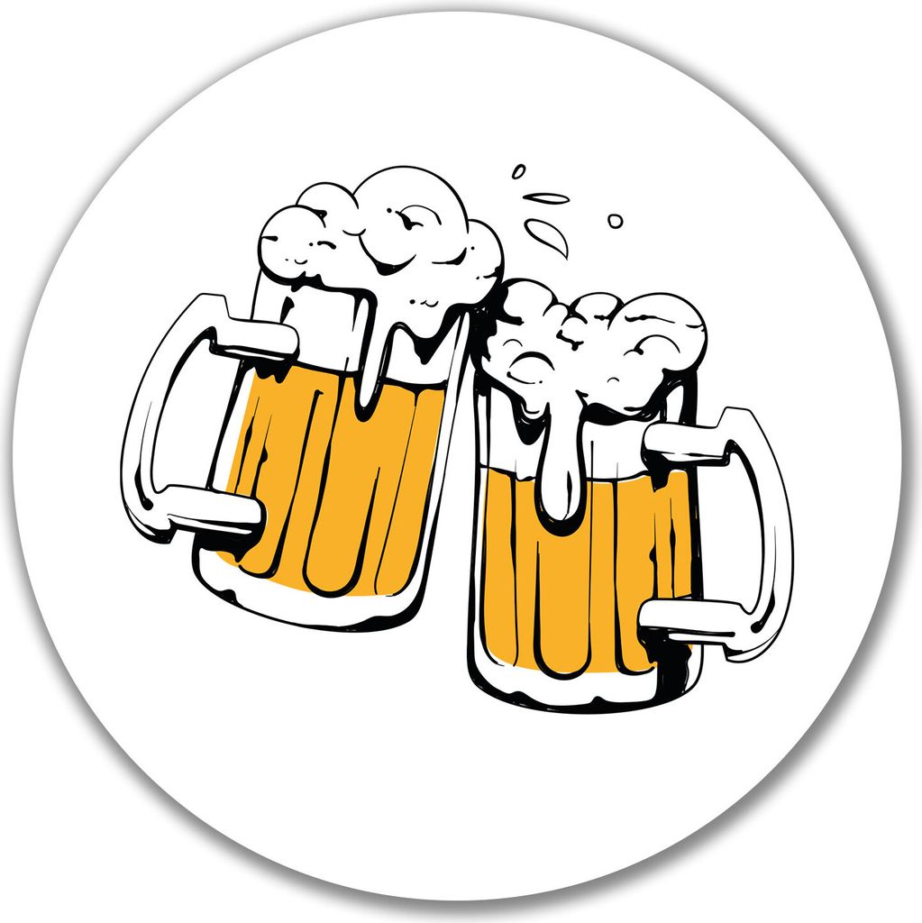Huuraa Aufkleber Bierkrüge anstoßen Schützenfest 10cm rund Sticker Geschenkidee