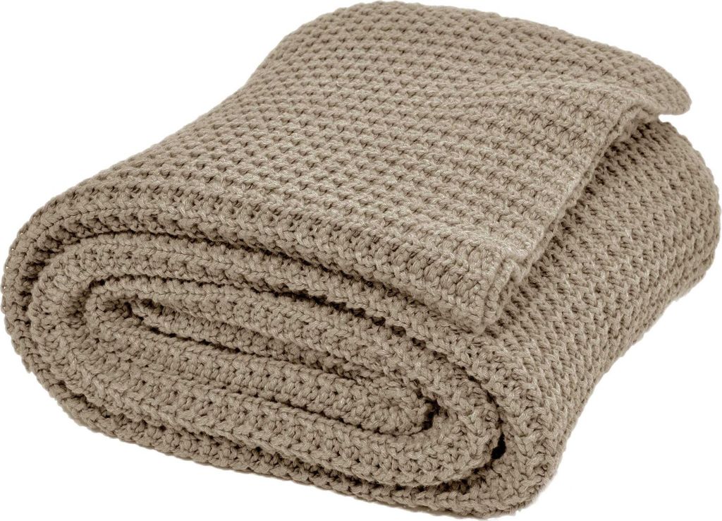 nielsen HOME Wohndecke Alen gestrickt, 150x200 cm, Sand, 100% Baumwolle, Strick, Standard 100