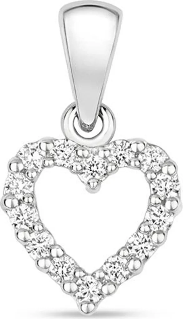 Pendentif Cœur Or Blanc 375/1000 et Diamant Brillant 0.11ct TRS2923