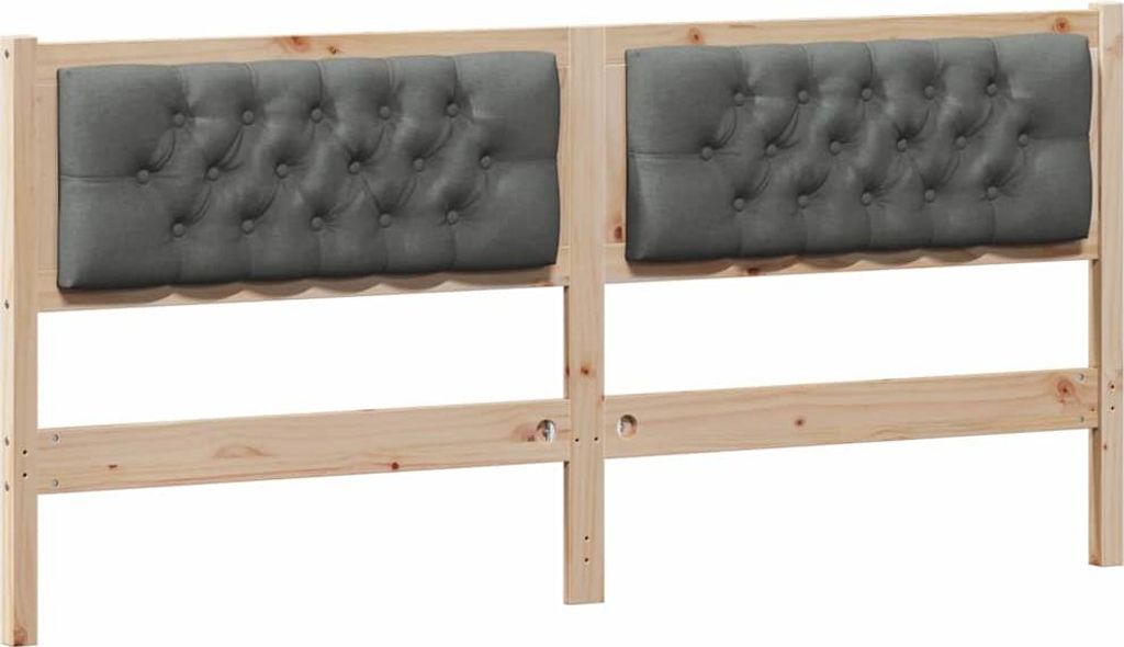 Kopfteil Braun und Dunkelgrau 180 cm Massivholz Kiefer