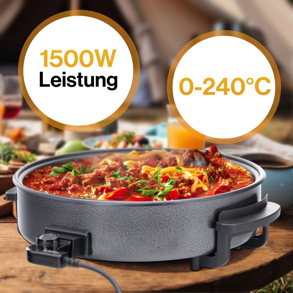 Iskra große elektrische Pfanne, Partypfanne mit Deckel, 40 Produktbild 3