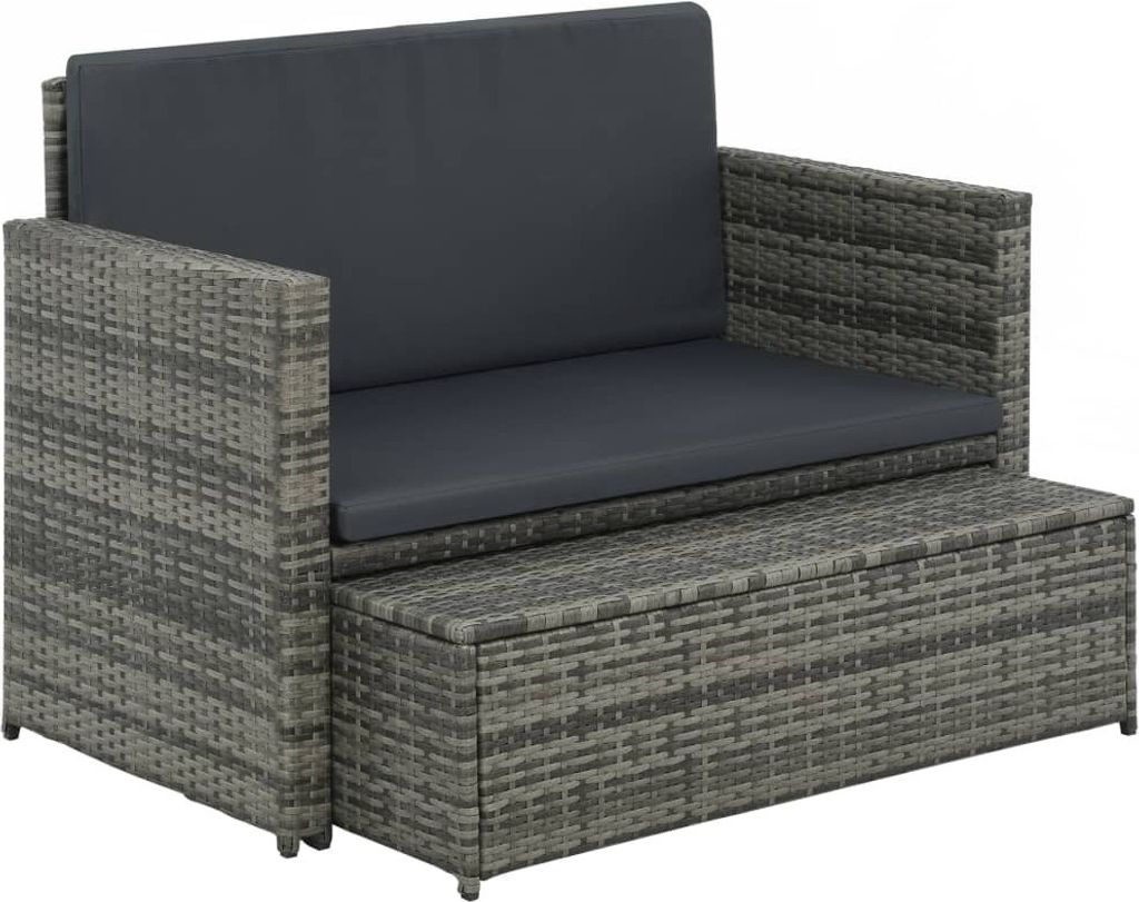 vidaXL 2-tlg. Garten-Lounge-Set mit Auflagen Poly Rattan Produktbild 