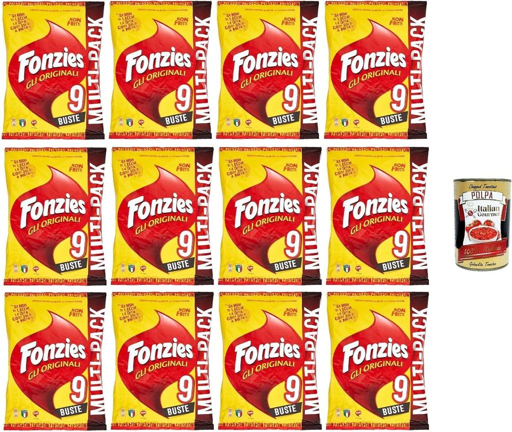 Italian Gourmet Mais-Snack mit Käsegeschmack Vorteilspack 12x 211g, knusprige Ofen-Snacks, nicht frittiert, ideal für Party, Familie, Filmabend &...