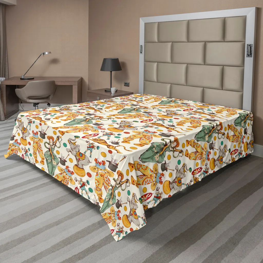 Drap de lit plat cirque vintage 275 x 260 cm ABAKUHAUS multicolore