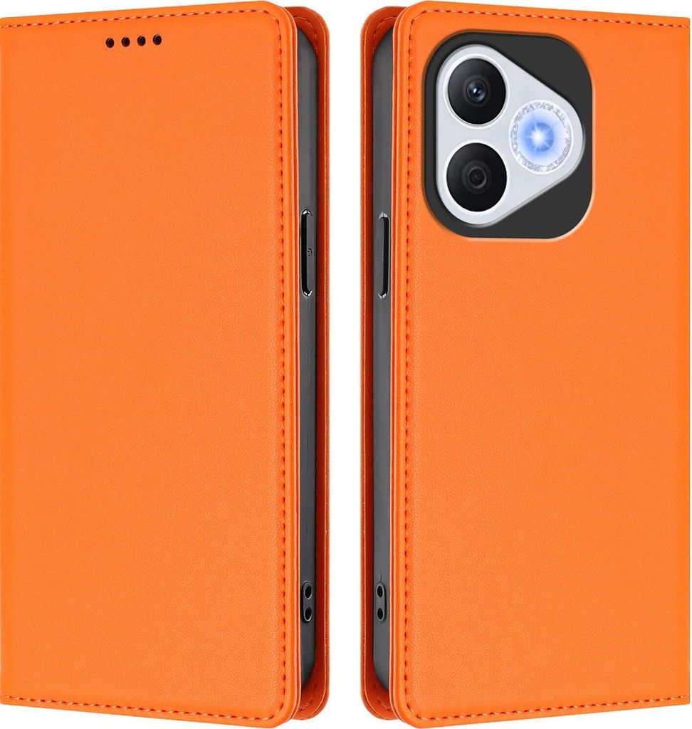 Handyhülle für Honor 400 Lite, Kunstleder Klapphülle Stoßfeste Magnetische Hülle mit Ständer Orange