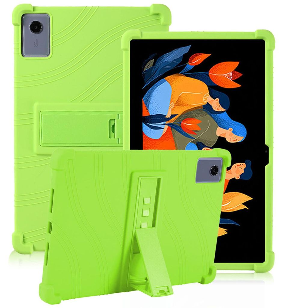 Tablet Hülle für Lenovo Idea Tab Plus/Tab K12/Xiaoxin Pad 12,1 2025, Stoßfeste Weiches Silikon Schutzhülle mit Standfunktion Grün