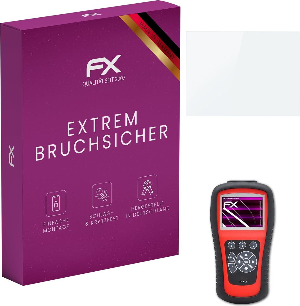 atFoliX FX-Hybrid-Glass Displayfolie kompatibel mit Autel MaxiDIAG Elite MD802 Glasfolie
