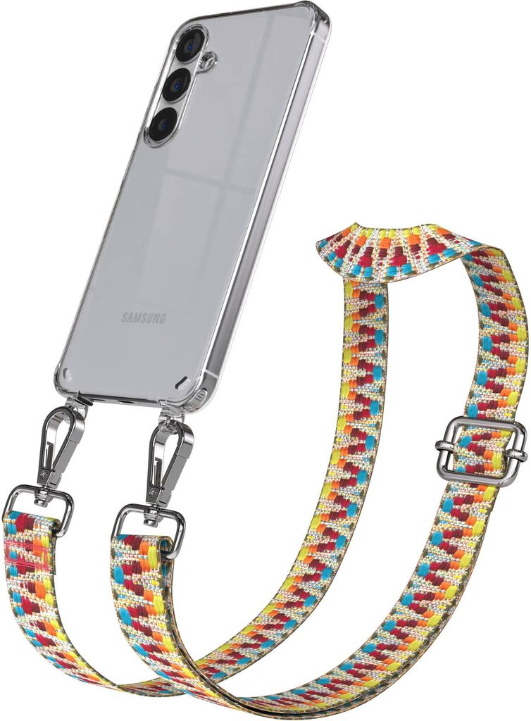 EAZY CASE Handykette - Verstellbarer Trageriemen kompatibel mit Samsung Galaxy S25 Plus, Handykordel mit transparenter Silikon-Hülle, Karabiner Si...
