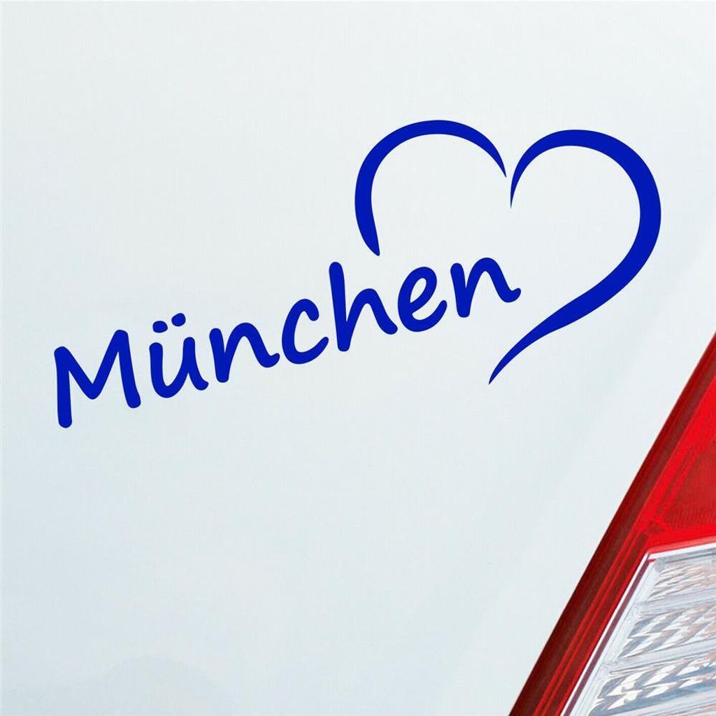 Auto Aufkleber München Herz Heart Stadt Auto Liebe Love 19x8 cm Dunkelblau Sticker Heckscheibenaufkleber