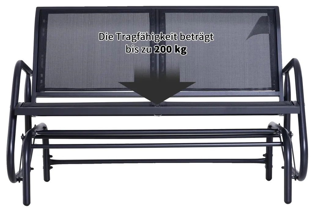 Banc de jardin oscillant 120cm avec assise respirante confort 200kg