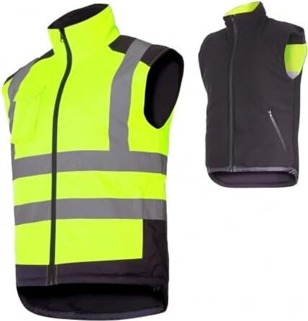 Profi Arbeitsweste LAHTI PRO L41313 Gr. 2XL Doppelseitige Warnweste Winterweste Herrenweste NEON GELB Bodywarmer Warmweste Herren Warm Weste