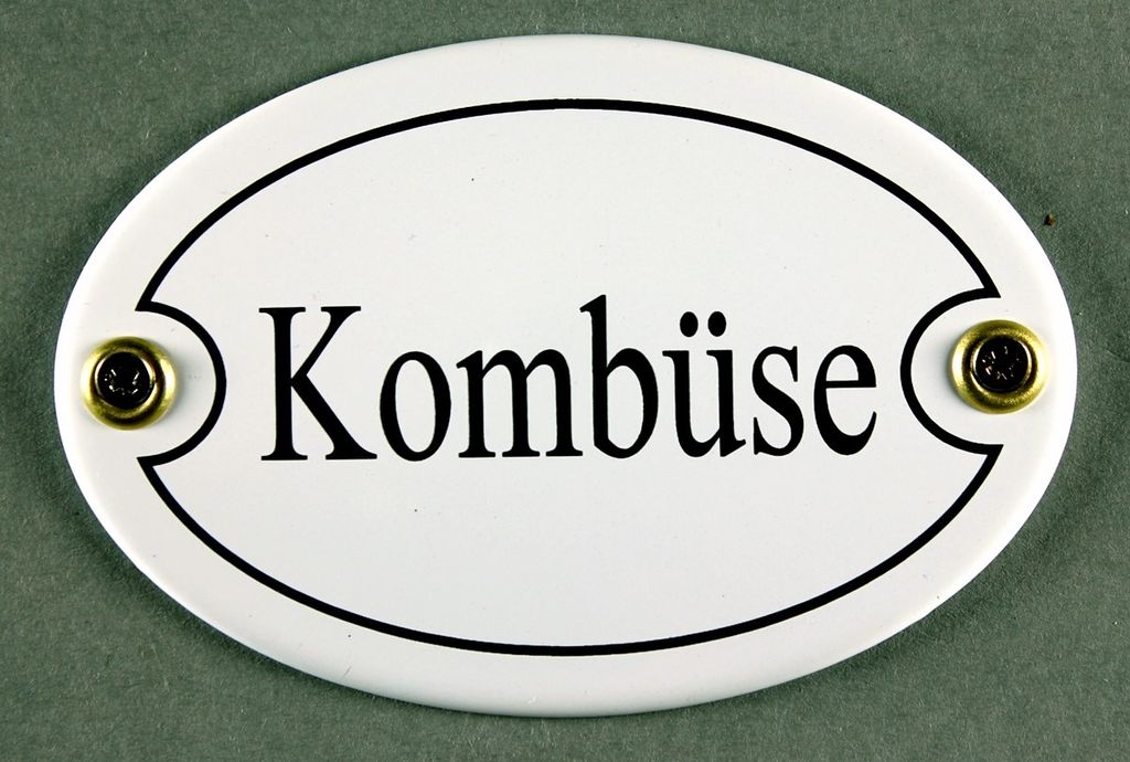Emaille Türschild Kombüse weiss oval Schild Produktbild 
