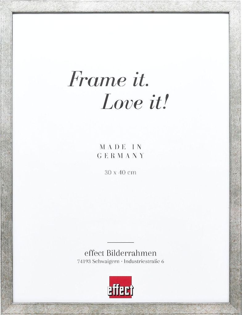 Effect Bilderrahmen Holzrahmen Profil 42 Klarglas silber 30x45 cm