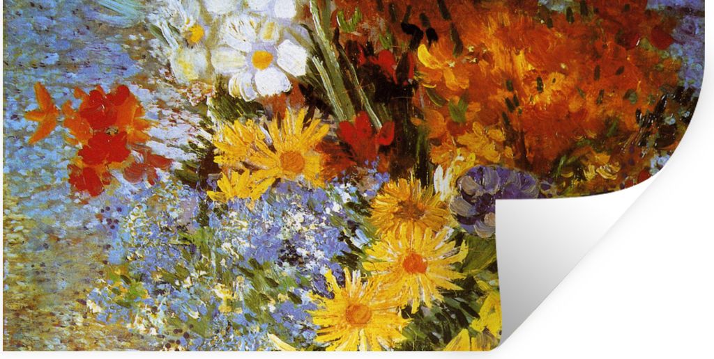 MuchoWow Wandtattoo Wandsticker Wandaufkleber Vase mit Gänseblümchen und Anemonen - Vincent van Gogh 80x40 cm Selbstklebend und Repositionierba...