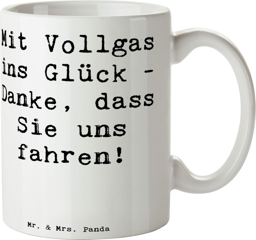 Mr. & Mrs. Panda Kaffeetasse Spruch Chauffeur Glück - Weiß - Geschenk, Freundschaft, Aufmerksamkeit, Henkelpott, Keramiktasse, Tasse, Reise, Fahr...