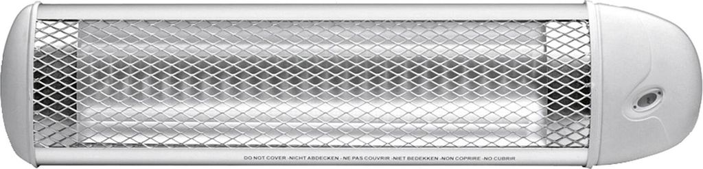 A white infrared heater is shown against a white background.