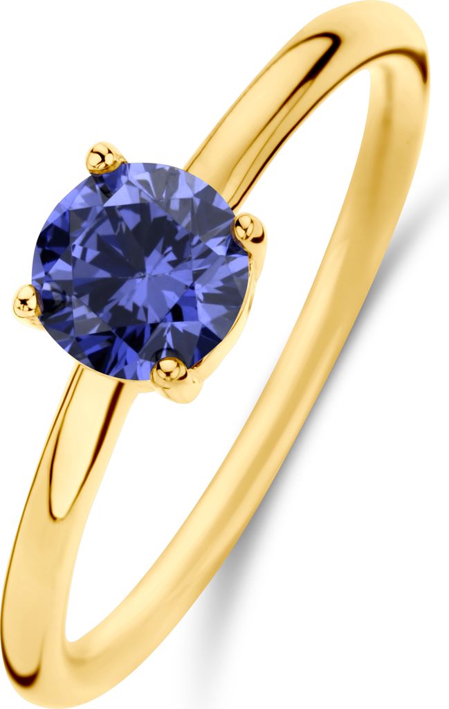 New Bling 9NB-0902-50 Silberring - Damen - Zirkonia - Rund - 6 mm - Violettblau - Größe 50 - 1,76 mm - Silber - Vergoldet (Vergoldet/Gold auf Sil...