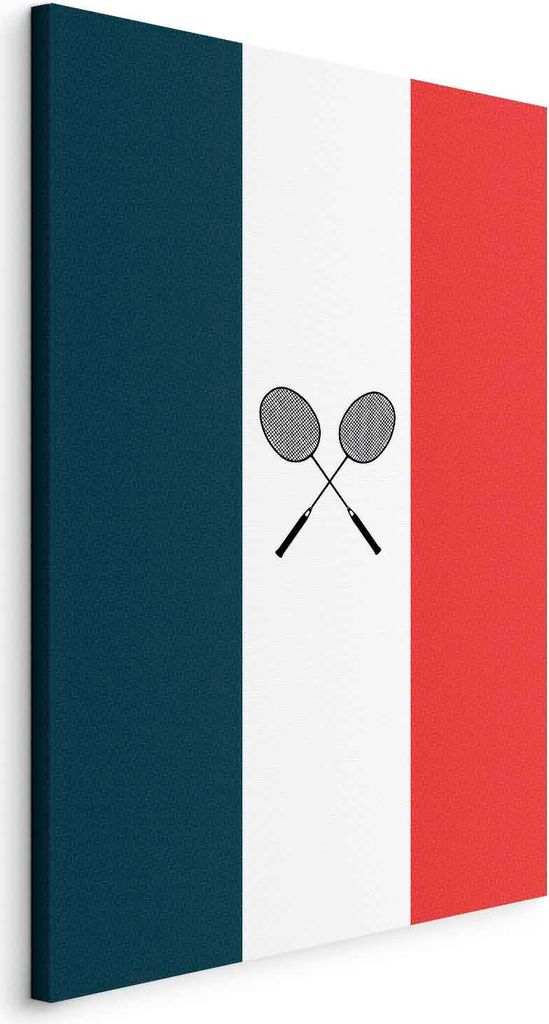 Vlies Leinwandbild - Black Badminton Rackets Against the Backdrop of the French Flag 40x60 cm Abstrakt i-C-10076-b-a