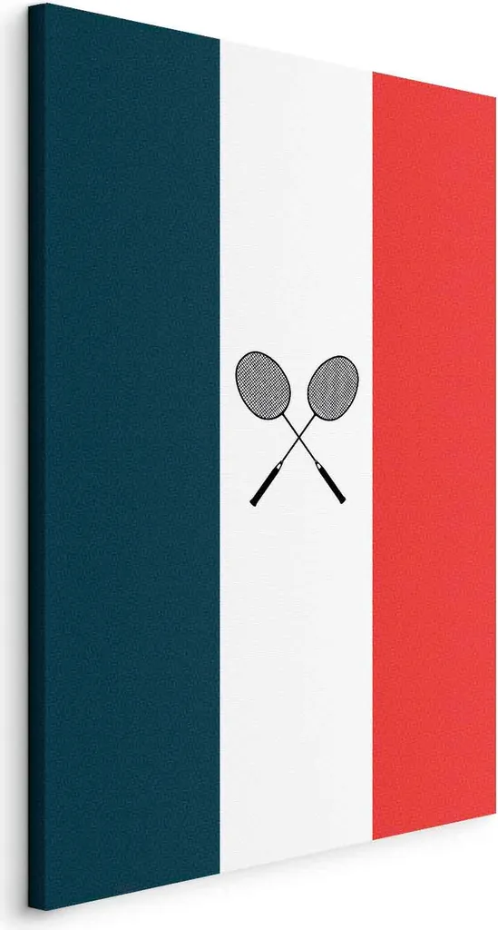 Vliesstoff Leinwandbild - Racchette da badminton nere sullo sfondo della bandiera francese 80x120 cm Abstrakt i-C-10076-b-a