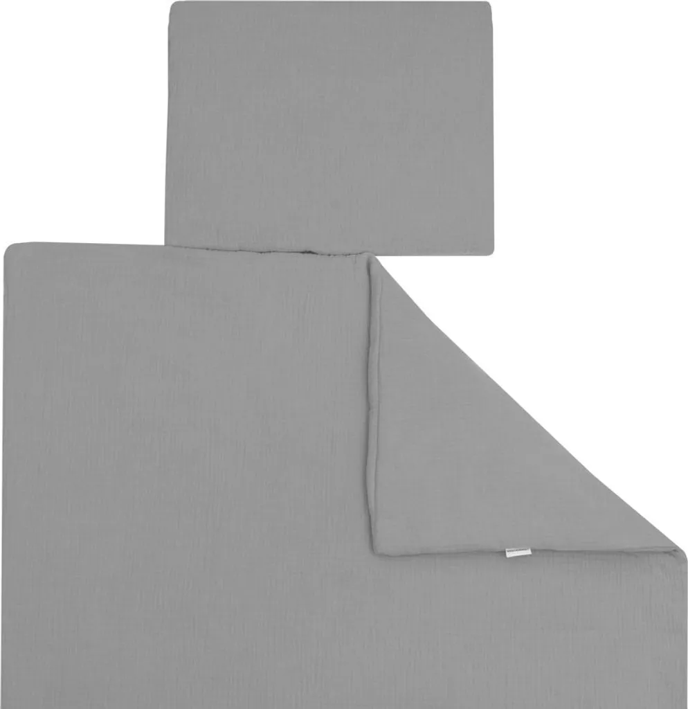 Parure de lit bébé en mousseline grise 80x70 cm avec couette légère