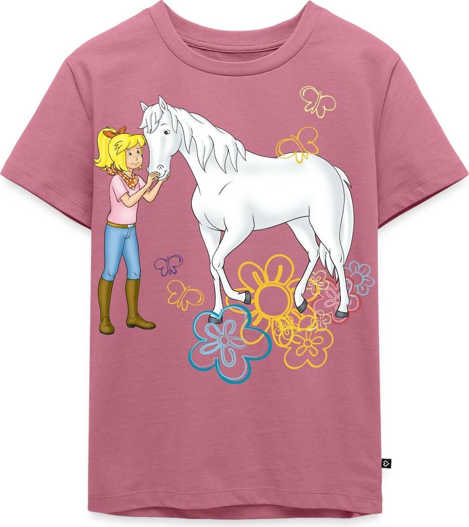 Spreadshirt Bibi Und Tina Bibi Kuschelt Mit Stute Sabrina Kinder Premium T-Shirt, 134/140 (8 Jahre), Mauve