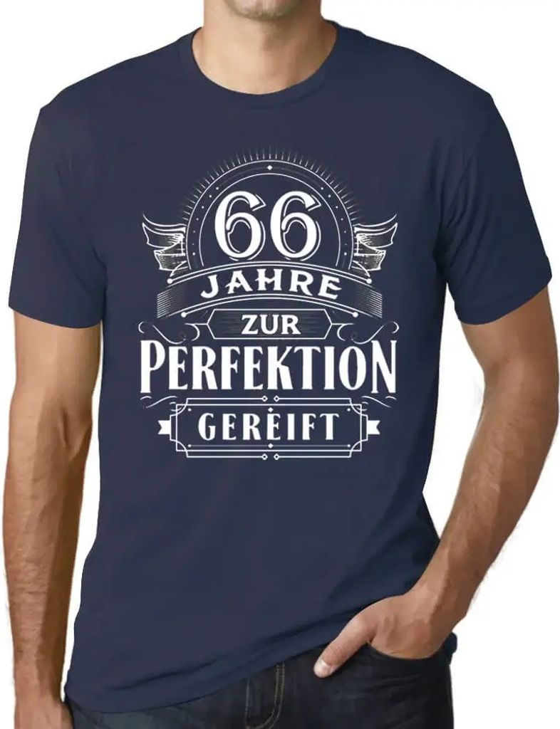 Herren Grafik T-Shirt 66 Jahre Zur Perfektion Gereift Geschenk 66. Geburtstag Jahrestag 66 Jahre Jubiläum 66 Jährige Mann Jahrgang 1958 Kurzarm