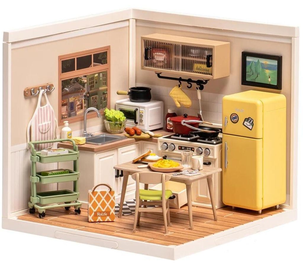 Küche Miniaturhaus DIY 3D-Puzzle mit LED-Beleuchtung Produktbild 