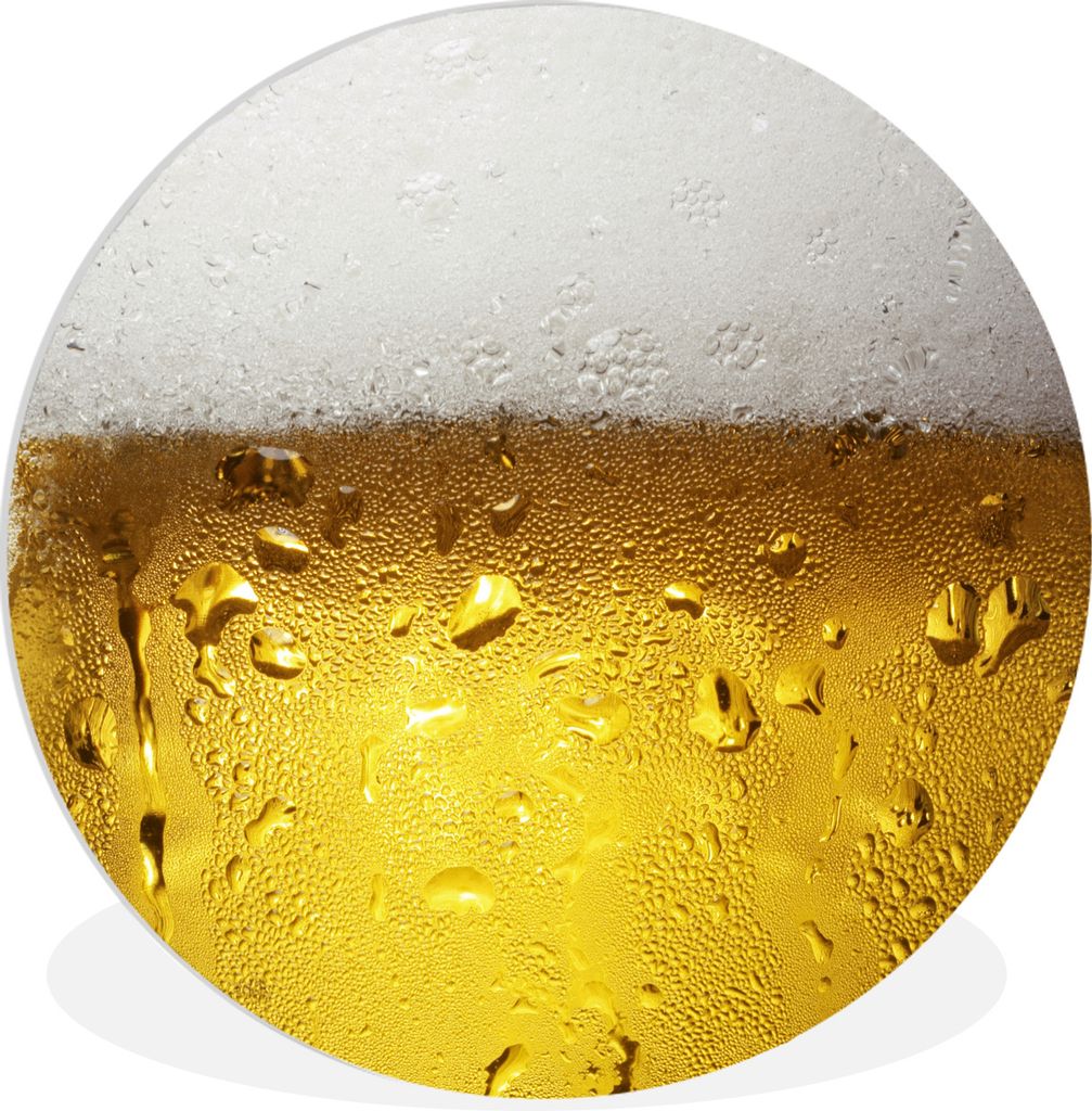 MuchoWow Rundes Wandbild - Runde Bilder Überfülltes Bierglas mit Kondenswasser Ø 60 cm Kreis Wanddekoration Kunststoff - Wandkreis - Wandschmu...