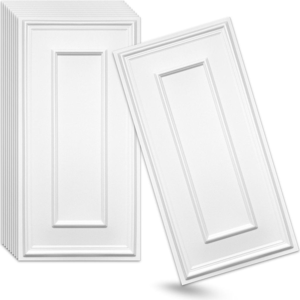 Verdico | 3D Wandpaneele Polystyrol - Weiß - 100x50cm - 10 Stück - Innendekoration - 5 m2