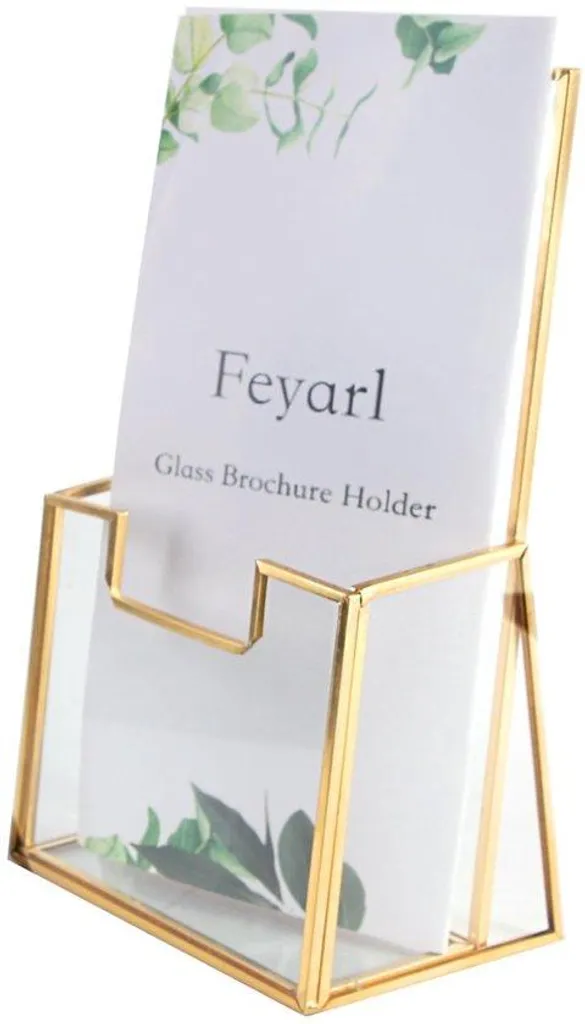 Présentoir Menu A6 Verre Doré Design Chic pour Table et Buffet de Réception