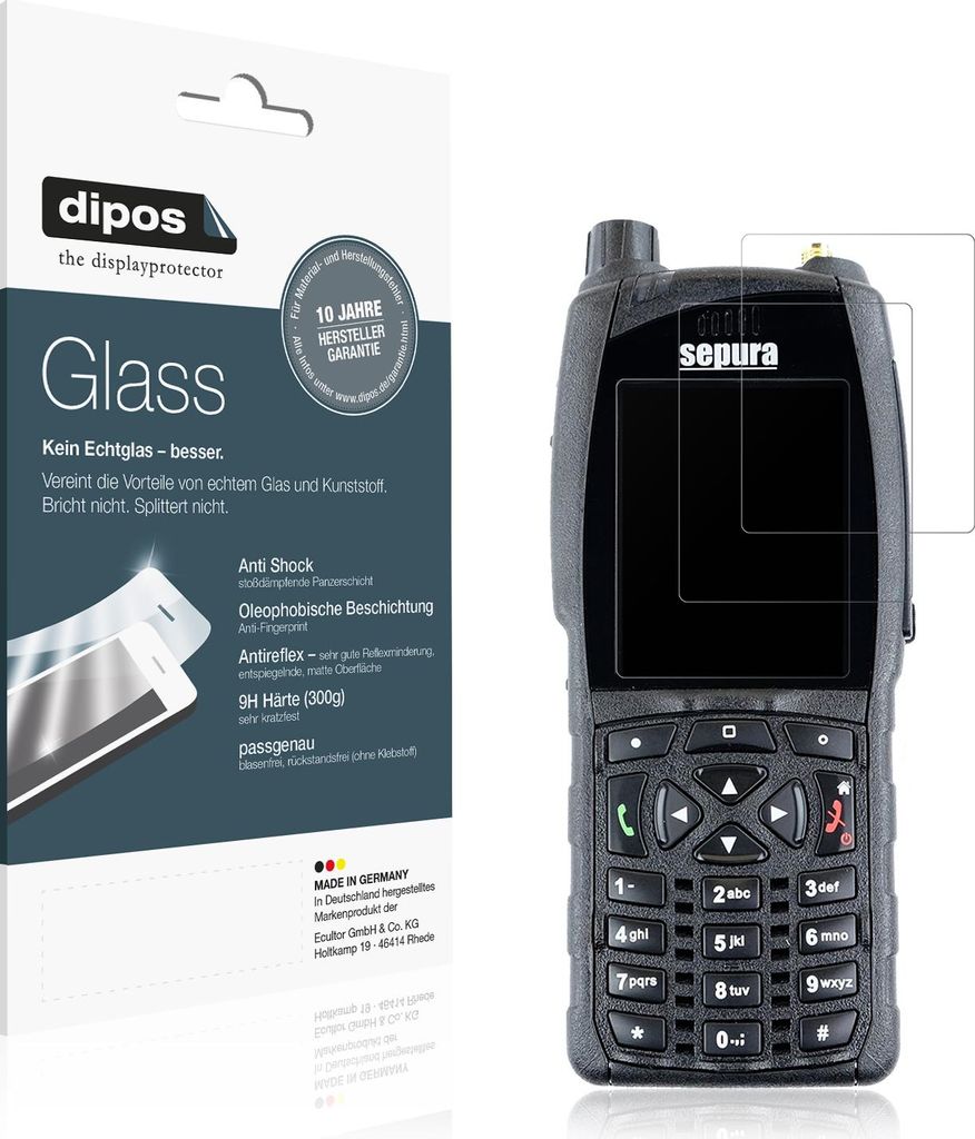 2x Schutzfolie für Sepura SC2020 matt - Anti-Shock 9H Folie dipos Glass Kunststoffglas