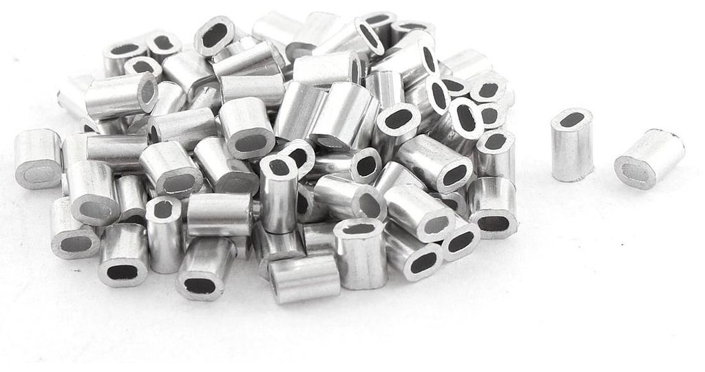 Ovale Aluminium-Hš¹lsenklemmen fš¹r 1 mm Drahtseil-Pressklammer 100-tlg