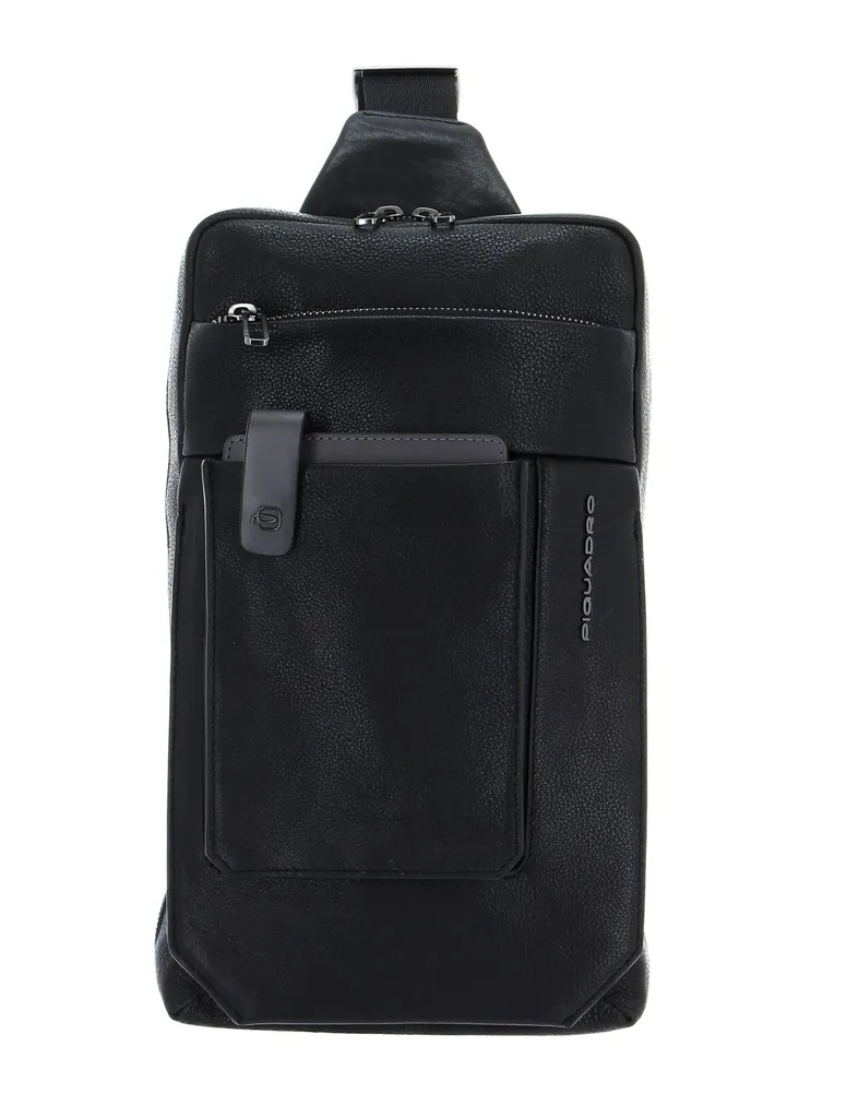 PIQUADRO Tallin Mono Sling Bag Nero | Zaino Monospalla in Pelle Uomo