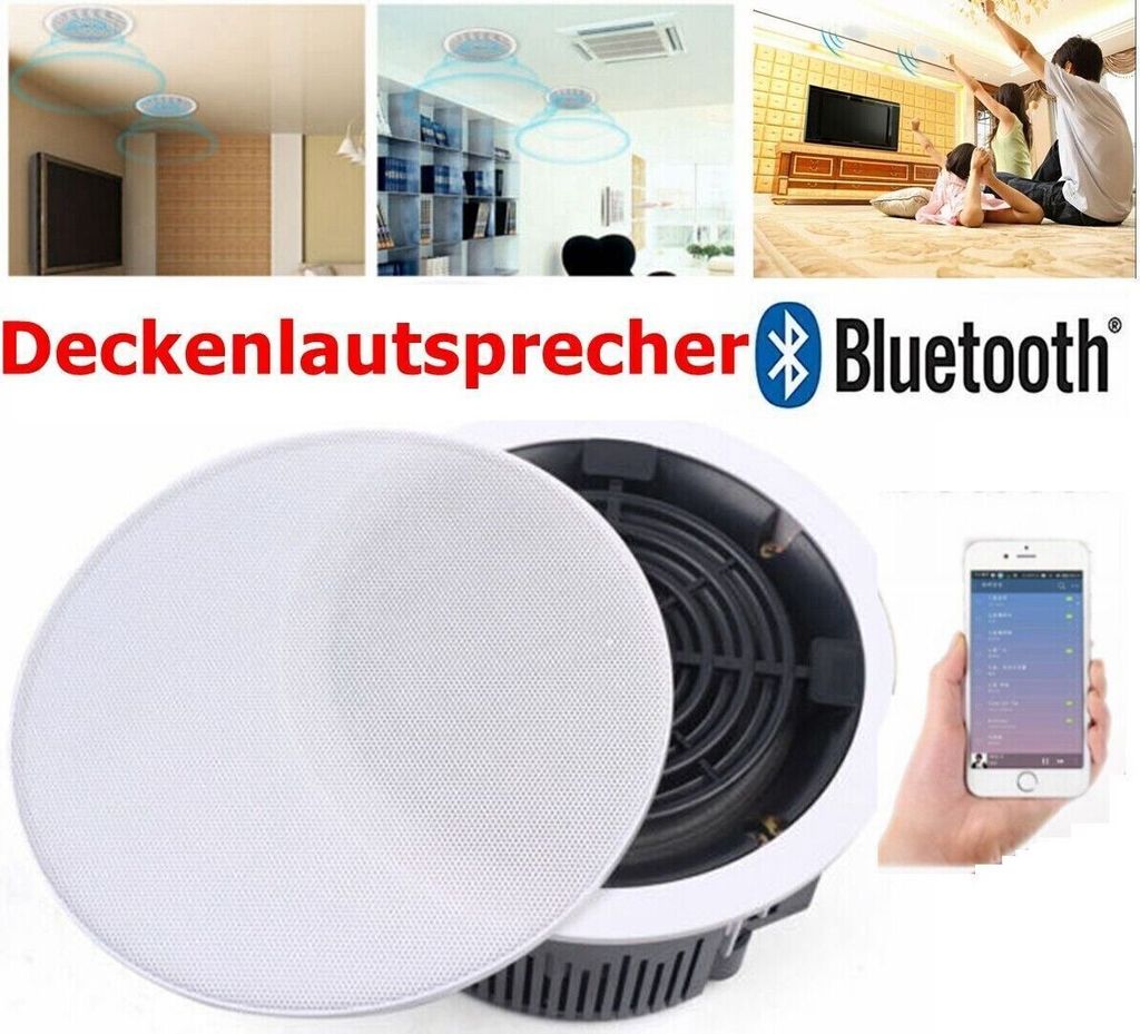5.5 Zoll Deckenlautsprecher, Wireless Bluetooth Einbaulautsprecher Unterputz Lautsprecher für Innen,Schlafzimmer,Veranden, Badezimmer (1xHauptlaut...