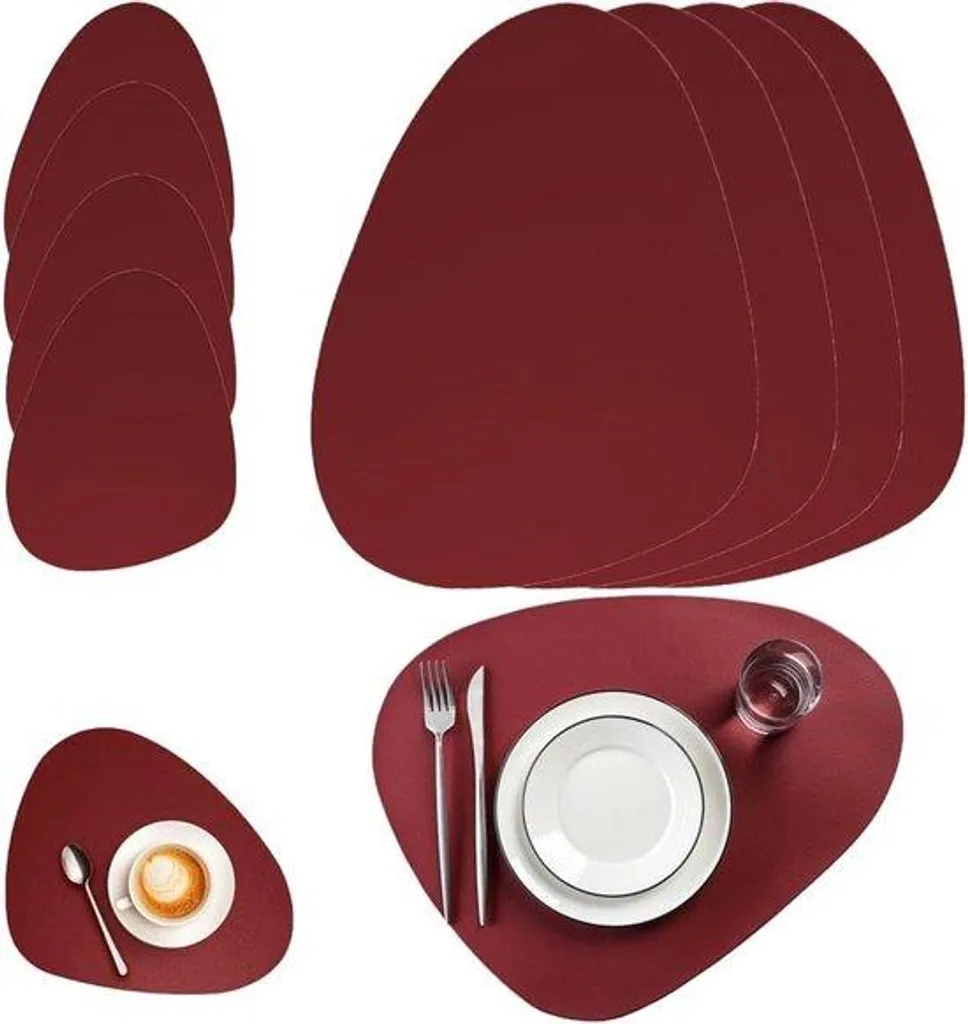 Set de table rouge thermorésistant 45x34 cm facile à nettoyer lot de 4